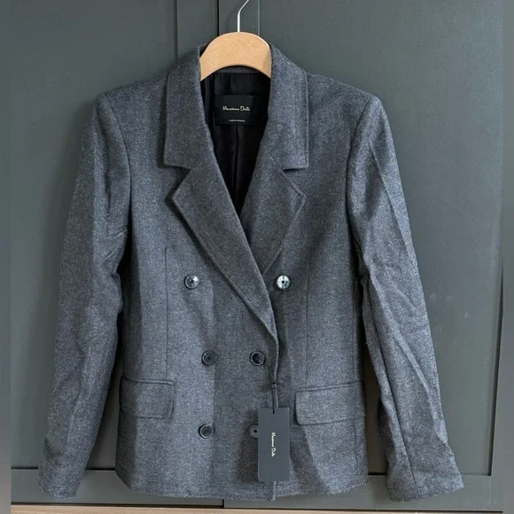 Massimo Dutti Grey Wool Blazer Coat • 36/4 • NWT